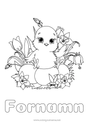 Gratis färgläggning Blommor Vår Kyckling Djur Påskägg Påsk Påskliljor Tulpan Gårdsdjur