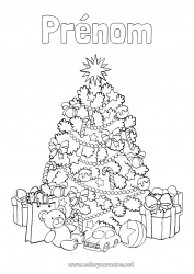 Coloriage gratuit Cadeaux Sapin de Noël Noël Jouets Jeux et jouets