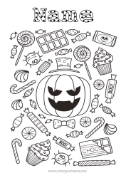 Free colouring Sweets Pumpkin Halloween Jack O'Lantern Treats, sweets Pacifier