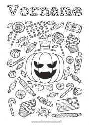 Kostenlose Zeichnung Bonbons Kürbis Halloween Kürbis Leckereien, Süßigkeiten Lutscher