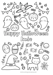 Kolorowanka do personalizacji Duch Potwór Czarownica Halloween Symbole Kolorowanki pośrednie Napis 'halloween'