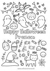 Coloriage gratuit Fantôme Monstre Sorcière Halloween Symboles Coloriages intermédiaires Inscription "halloween"