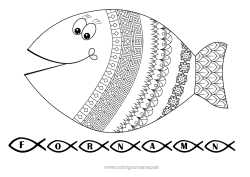 Gratis färgläggning Djur Fisk Aprilskämt Zentangle Marina djur eller vattenlevande djur