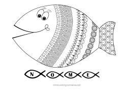 Colorazione gratuita Animale Pesce Pesce d'aprile Zentangle Animali marini o acquatici