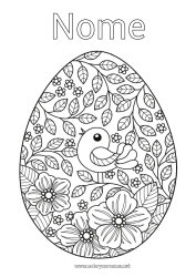 Desenho para personalizar Flores Pássaro Primavera Ovos de Páscoa Páscoa Ovo de Páscoa Grande Anti-stress Pássaros e mamíferos voadores