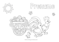 Pagină de colorat personalizată Cocoșă. Primăvară Pui Animal Cocoș Ouă de Paște Paște Animale de fermă