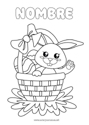 Colorear para personalizar Primavera Conejo Animales Huevos de Pascua Pascua de Resurrección Cesta Animales del bosque