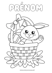 Coloriage gratuit Printemps Lapin Animal Oeufs de Pâques Pâques Panier Animaux de la forêt