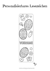 Malvorlage anpassen Kawaii Frühling Kinderaktivitäten Ostereier Ostern Lesezeichen