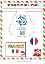 Coloriage gratuit Football Sport Lutins de Noël Kit de supporter foot pour lutin Sports d'équipe