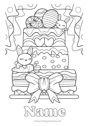Free colouring Cake Birthday Rabbit Easter eggs Easter Forest animals