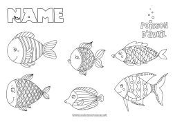 Free coloring Fish April Fools' Day Marine or aquatic animals
