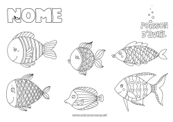 Desenho para personalizar Peixe Peixe de abril Animais marinhos ou aquáticos