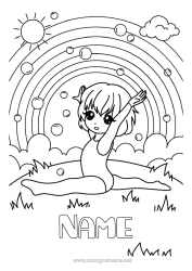 Free colouring Sport Girl Rainbow Gymnastics Artistic sports