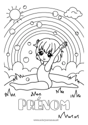 Coloriage gratuit Sport Fille Arc en ciel Gymnastique Sports artistiques