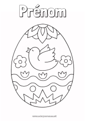 Coloriage à personnaliser Oiseau Oeufs de Pâques Pâques Gros oeuf de Pâques Oiseaux et mammifères volants