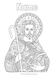 Colouring to customise Sheep Mandala Easter Farm Animals Lamb
