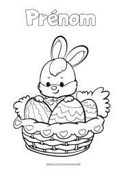 Coloriage à personnaliser Lapin Animal Oeufs de Pâques Pâques Panier Animaux de la forêt