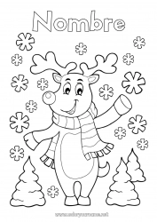 Colorear para personalizar Nieve Invierno Reno Navidad Animales del bosque