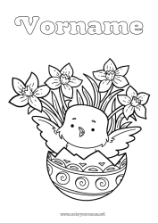 Malvorlage anpassen Frühling Küken Tier Ostereier Ostern Jonquilles Großes Osterei Bauernhoftiere