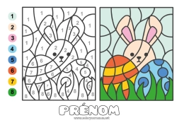 Coloriage à personnaliser Chiffre Lapin Coloriages magiques Activités enfants Oeufs de Pâques Pâques Animaux de la forêt