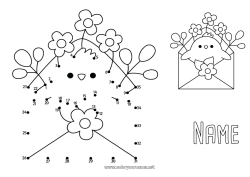 Free coloring Flowers Number Spring Chick Children's activities Animal Connect the dots Envelope Farm animals Connect the Numbers
