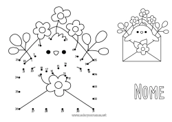 Desenho grátis Flores Número Primavera Pintinho Atividades para Crianças Ligando os Pontos Envelope Animais de fazenda