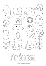 Coloriage à personnaliser Lapin Oeufs de Pâques Pâques 