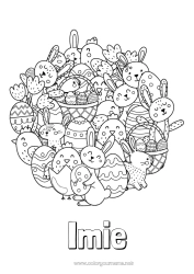 Kolorowanka do personalizacji Zając Jajka wielkanocne Wielkanoc Doodle Zwierzęta leśne