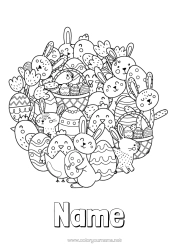 Colouring to customise Rabbit Easter Eggs Easter Doodle Forest Animals