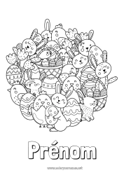 Coloriage à personnaliser Lapin Oeufs de Pâques Pâques Doodle Animaux de la forêt