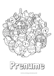 Desen liber de colorat Iepure Ouă de Paște Paște Doodle Animale din pădure