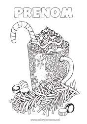 Coloriage gratuit Hiver Noël Tasse Boisson