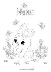 Free coloring Cute Flowers Spring Bunny Butterfly Animal Easter Insects Forest animals