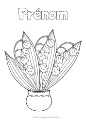 Coloriage à personnaliser Fleurs Printemps Muguet 1er mai Bouquet