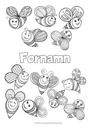 Färgläggningssida att anpassa Djur Bi Zentangle Insekter