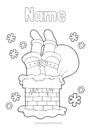 Free colouring Father Christmas Christmas Chimney