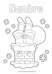 Colorear gratis Papá Noel Navidad Chimenea