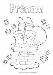 Coloriage gratuit Père Noël Noël Cheminée