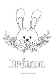 Coloriage gratuit Fleurs Printemps Lapin Animal Pâques Animaux de la forêt