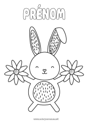 Coloriage gratuit Fleurs Printemps Lapin Animal Animaux de la forêt