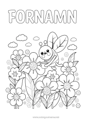 Gratis färgläggning Blommor Sommar Vår Djur Bi Insekter