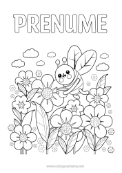 Desen liber de colorat Flori Vara Primăvară Animal Albină Insecte
