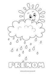 Dessin gratuit Printemps Soleil Coloriages faciles Pluie Saison Nuage