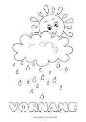 Kostenlose Malvorlage Frühling Sonne Einfache Ausmalbilder Regen Jahreszeit Wolke