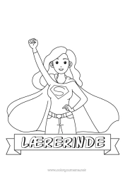 Farvelægningssiden for børn Mor Helt Søster Lærer/Lærerinde Barnepige Super badge Uddannelsesfag.