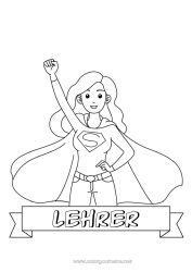 Kinder-Malvorlage Mama Held Schwester Lehrer/Lehrerin Kindermädchen Superabzeichen Büroberufe