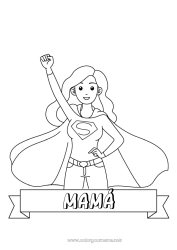 Niño página para colorear Mamá Héroe Hermana Maestra, Maestro Niñera Insignia Super Profesiones de la Educación