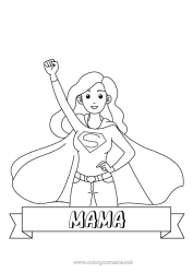 Kolorowanka dla dziecka Mama Bohater Siostra Nauczycielka/Nauczyciel Niania Super odznaka Zawody w edukacji