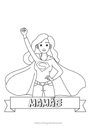 Página de desenho infantil Mamãe Herói Irmã Professora/Professor Babá Emblema super Profissões de educação